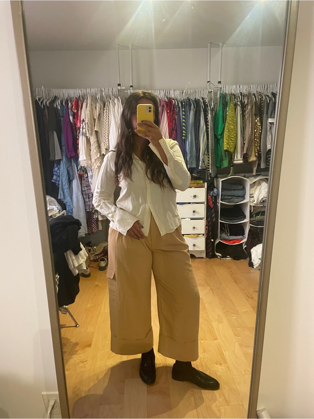 Tibi Wide-Leg Cargo Trousers in Tan